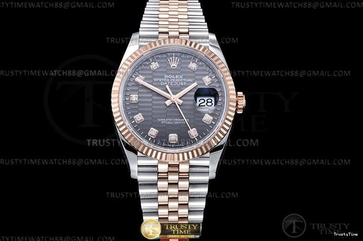 0203 TimelessDesign RDJ0454C – DJ 36mm Jub Flt 904L RG SS P-Grey Dia VSF VS 763